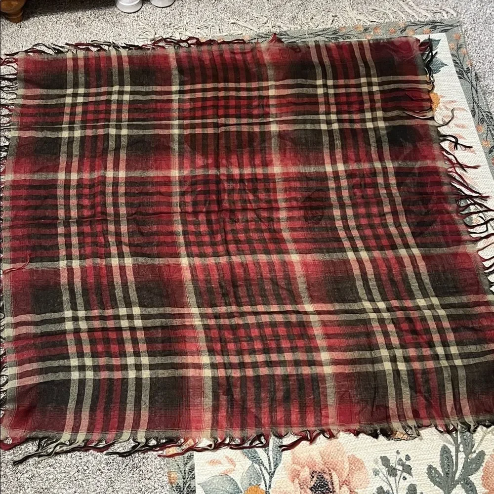 Polo Ralph Lauren Buffalo Plaid Scarf Wool Acrylic Blend Lightweight Unisex NWOT